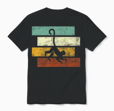 Monkey Retro Unisex T-Shirt - Black