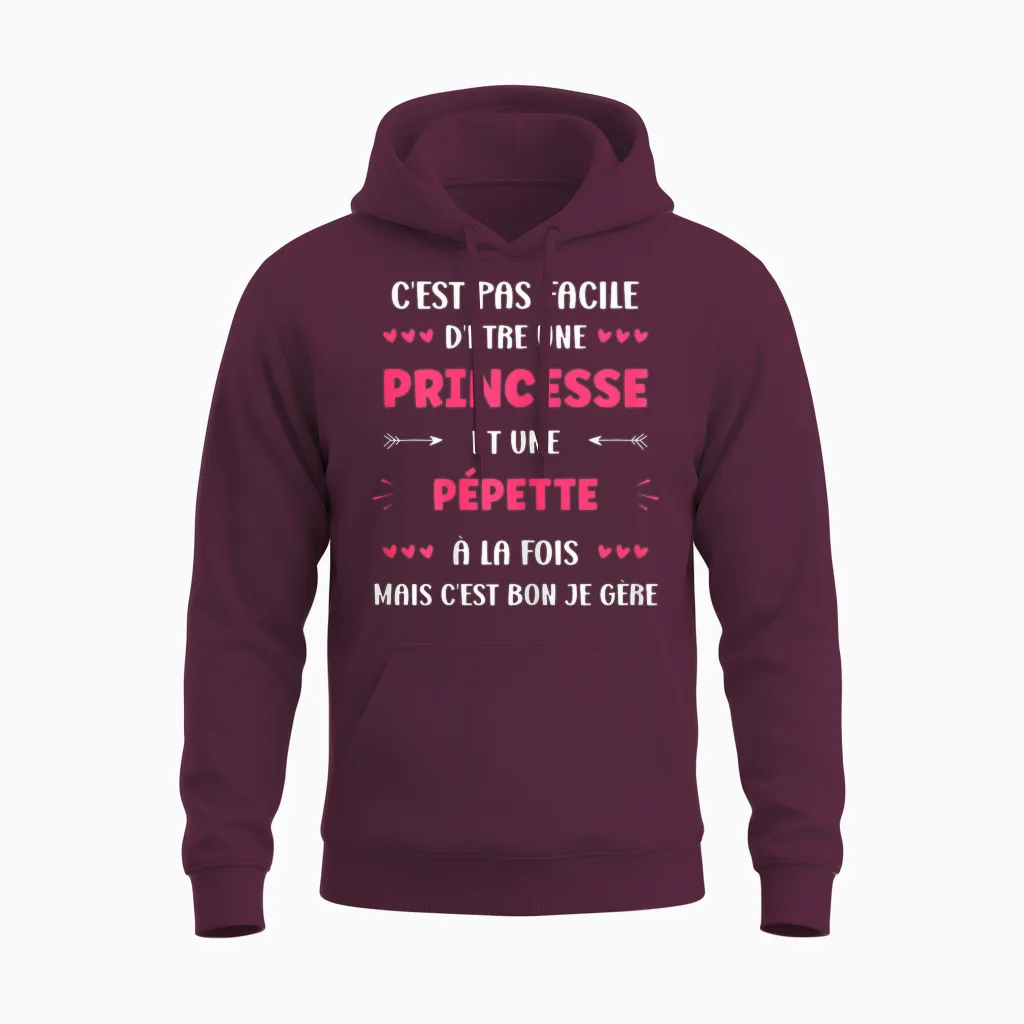 Super Pépette First Name Funny Girl Princess Pépette Unisex Hoodie in Maroon