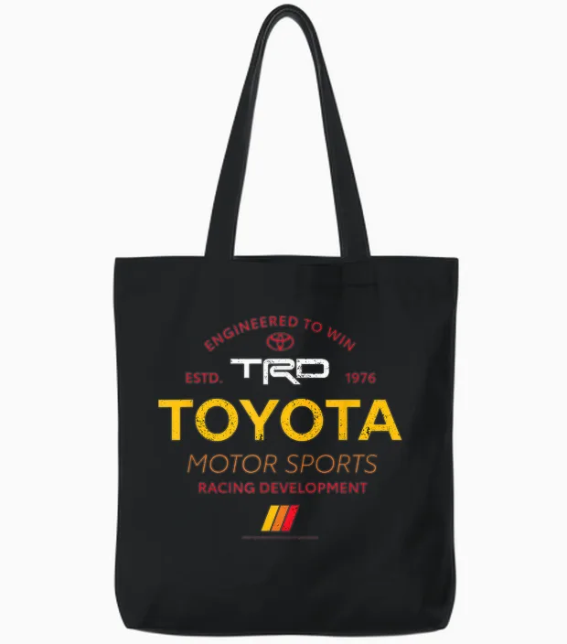 Toyota Engineered to Win Motor Sports Racing Distressed Logo Tote Bags in Black