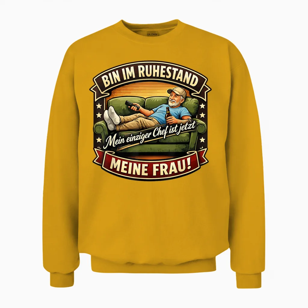 Rente 2026 Ruhestand Pension Pensionär Lustiges Rentner Unisex Sweatshirt in Gold