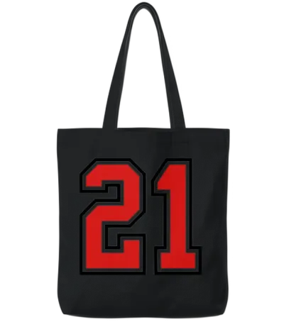 21 Sports Jersey Football Number Tote Bags - Black