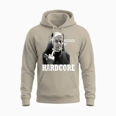 Techno Nun Hardcore Gabber T-Shirt, Black, S Unisex Hoodie - Sand