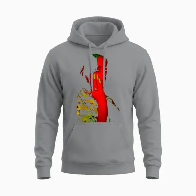Official Billie Eilish Red Photo Neon Black Unisex Hoodie - Sport Grey