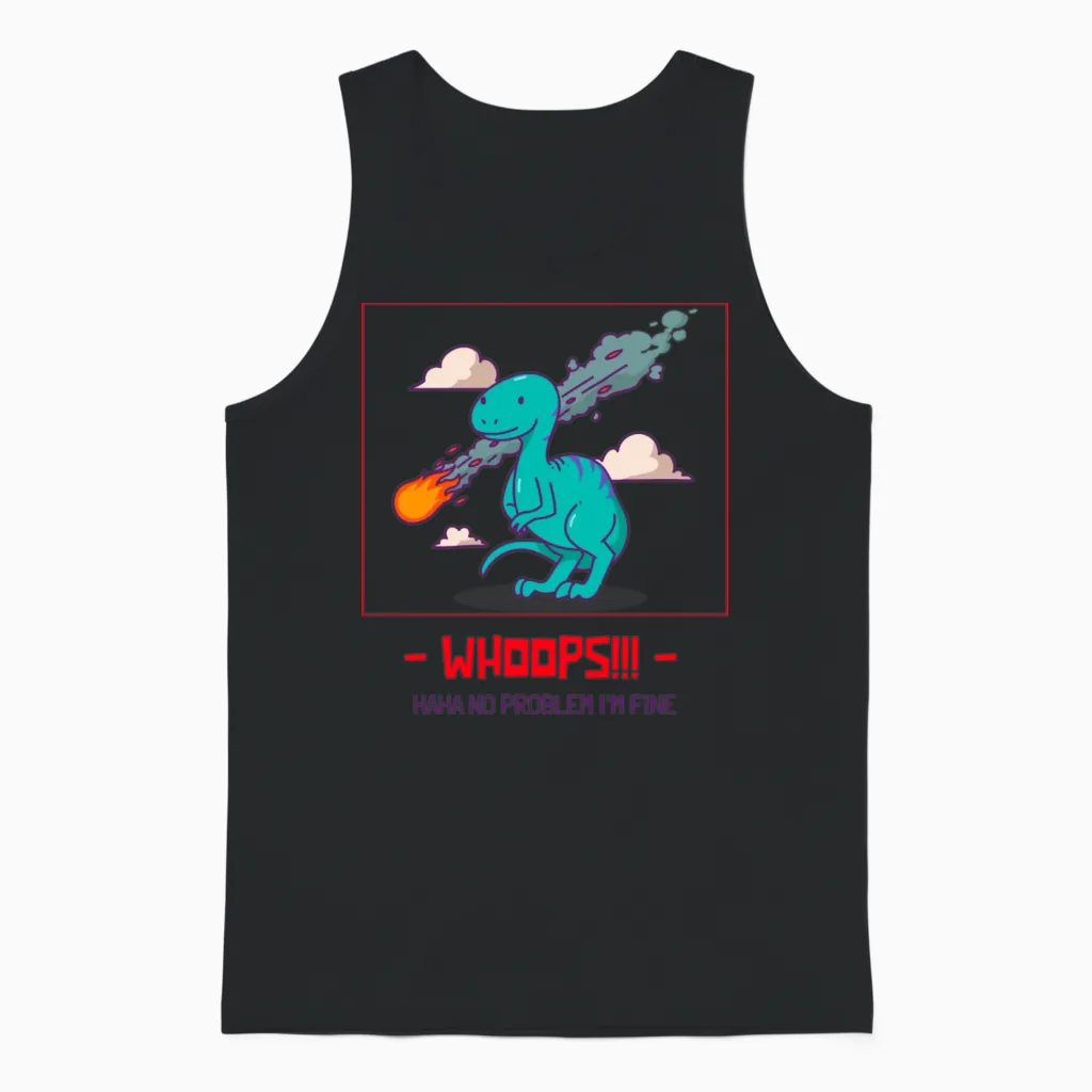Dinosaur Cartoon Design Kids & Baby Gift Unisex Tank Top in Black