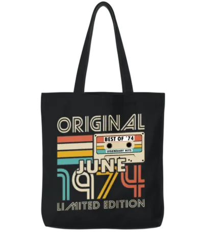 50th Birthday Vintage June 1974 Original 1974 Tote Bags - Black