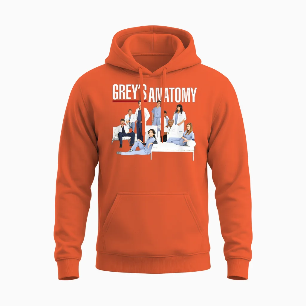 Grey's Anatomy Group with Logo Unisex Hoodie in Orange