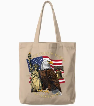 250 Years 1776-2026 250th Birthday Eagle Liberty Bell Tote Bags - Natural
