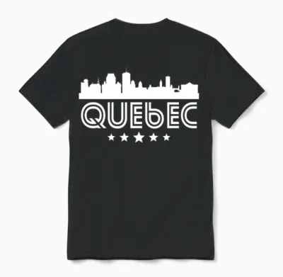 Retro Quebec Skyline Unisex T-Shirt - Black