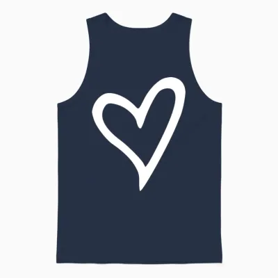 Heart White Unisex Tank Top - Navy
