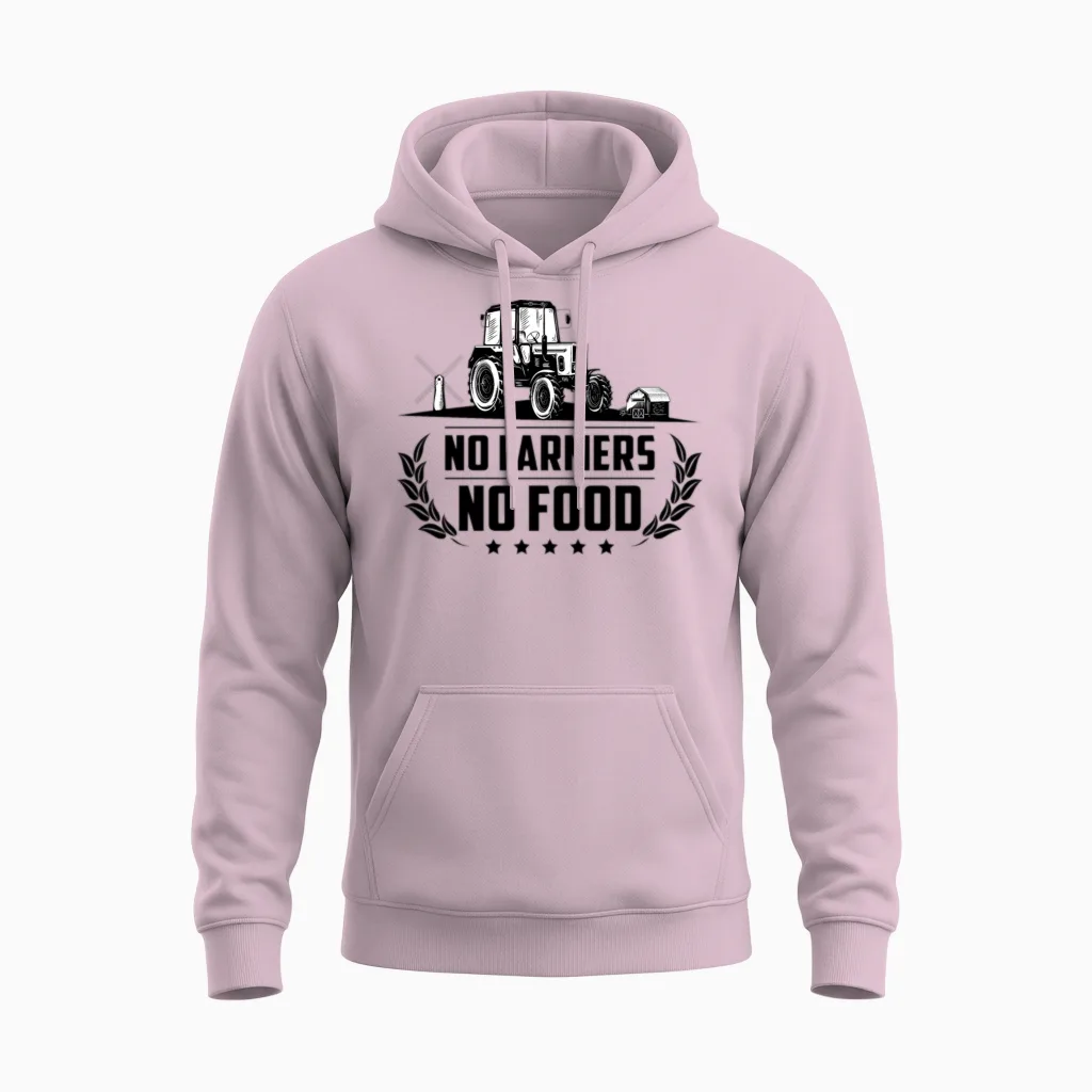 No Farmers No Food - Farm & Country Unisex Hoodie in Light Pink