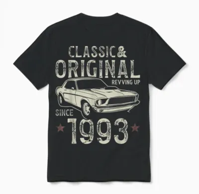 33e Anniversaire 1993 Voiture Classique Unisex T-Shirt - Black