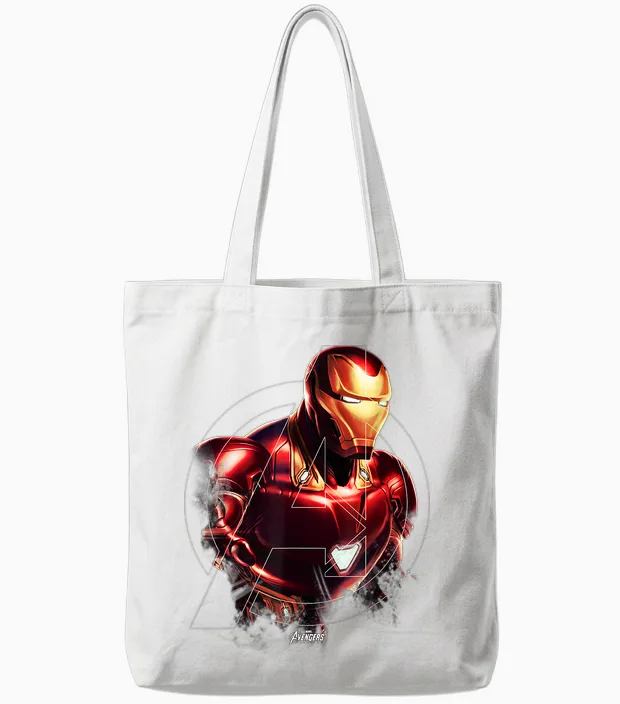 Marvel Avengers Endgame Iron Man Portrait Tote Bags in White