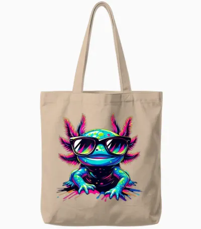 Cooles Axolotl Mit Sonnenbrille Buntes Motiv Axolotl Tote Bags - Natural