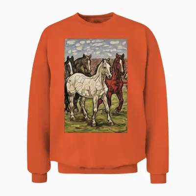 Horses in the Field Unisex Sweatshirt - Orange
