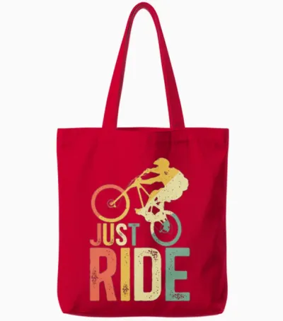 Mountain Biking Just Ride Tote Bags - Red
