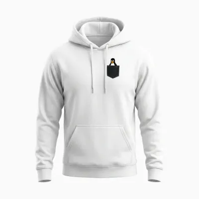 Linux Tux in a Pocket Penguin in Chest Pocket Admin Unisex Hoodie - White