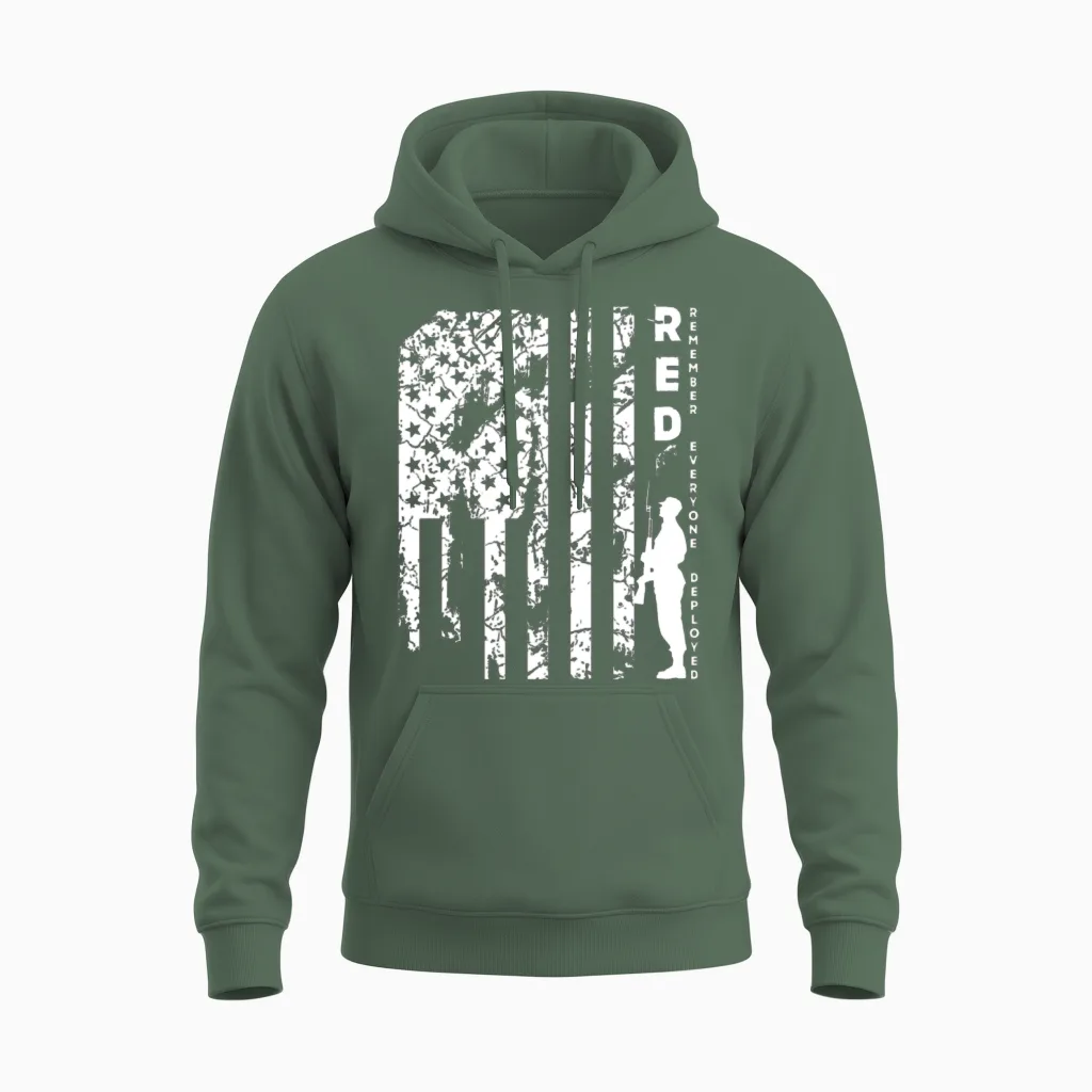 Deployed Red Friday Unisex Hoodie in Military Green