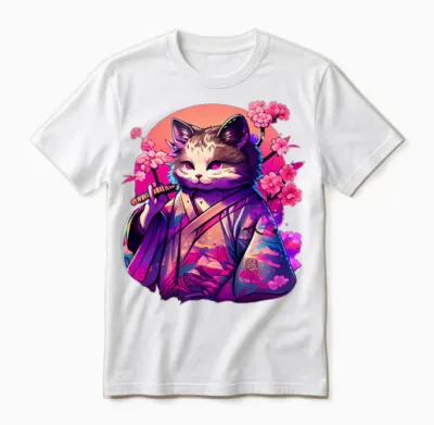 Cat Kimono Unisex T-Shirt - White