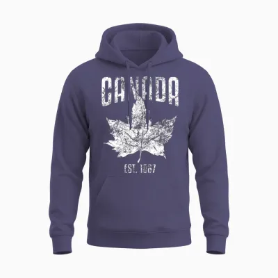 I Love Canada Maple Leaf Est. 1867 Design Unisex Hoodie - Heather Sport Dark Navy