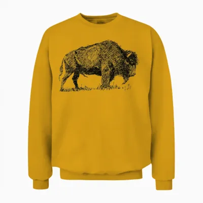 Bison Shirt-Bufallo Tee-Retro Vintage Unisex Sweatshirt - Gold