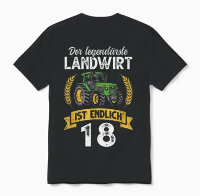18. Geburtstag Junge Traktor Bauer Landwirt Unisex T-Shirt - Black