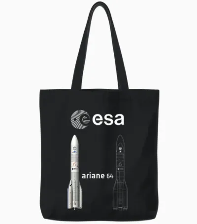Esa Ariane 64 Booster Rocket Tote Bags - Black