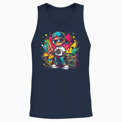 Hip Hop Guy Graffiti Künstler Streetwear Rap Breakdance Mode Unisex Tank Top - Navy