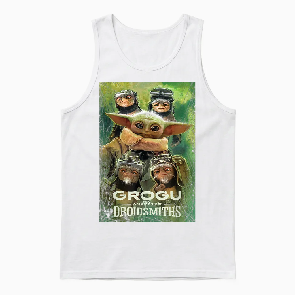 Star Wars: the Mandalorian and Grogu Anzellan Droidsmiths Unisex Tank Top in White