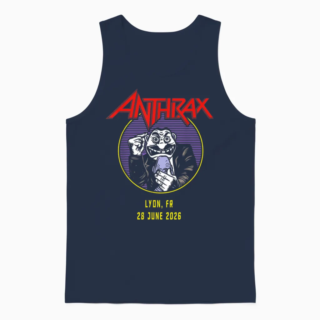 Anthrax World Tour 2026 Lyon Unisex Tank Top in Navy