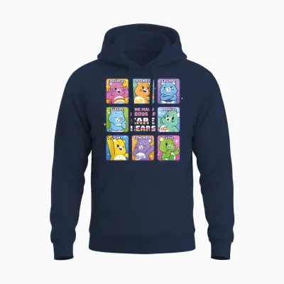 Care Bears Vintage Classic the Many Moods of Care Bears T-Shirt, White, S Unisex Hoodie - Navy