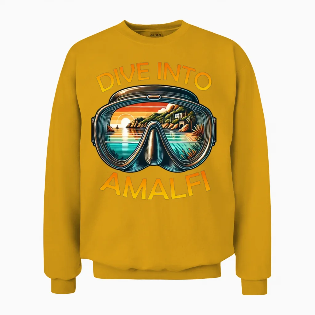 Amalfi Coast Snorkeling Diving Vacation Unisex Sweatshirt in Gold