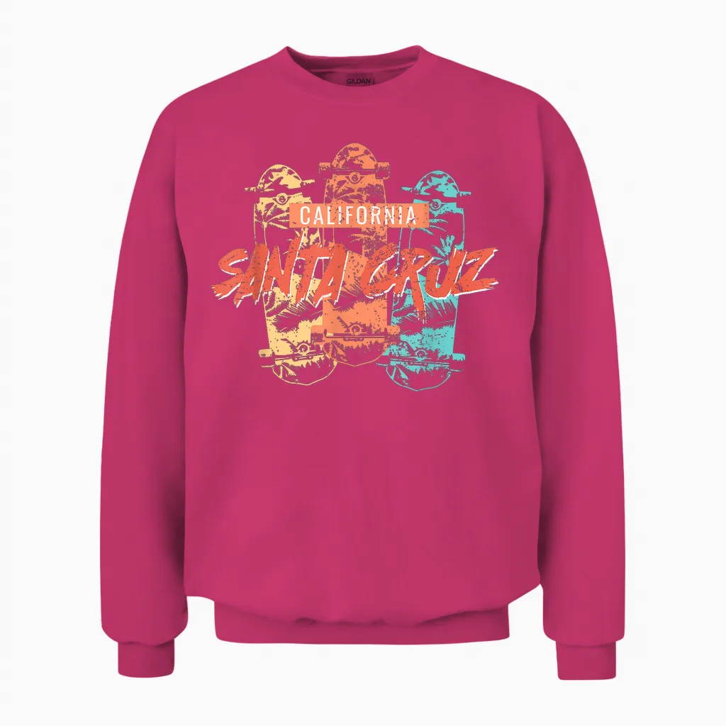 Tropischer Vintage-Skateboard-Skater Aus Santa Cruz, Kalifornien Unisex Sweatshirt in Heliconia