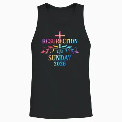 Croix Colorée De Pâques Du Dimanche De La Résurrection 2026 Unisex Tank Top - Black
