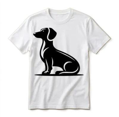 Simple Dog Motif Hunting Dog Silhouette Unisex T-Shirt - White