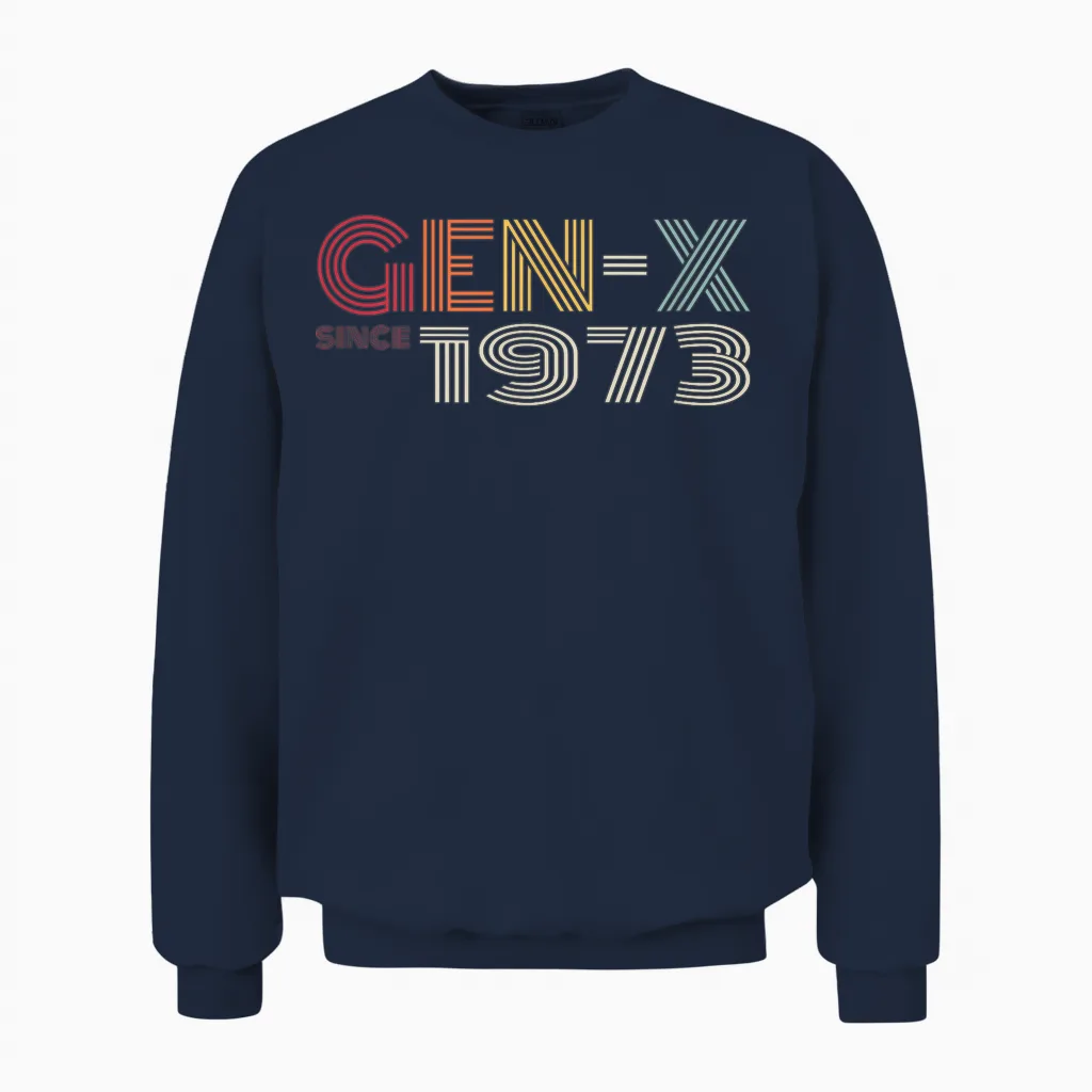 Gen-X Since 1973 Retro Vintage Generation X Look Unisex Sweatshirt in Navy