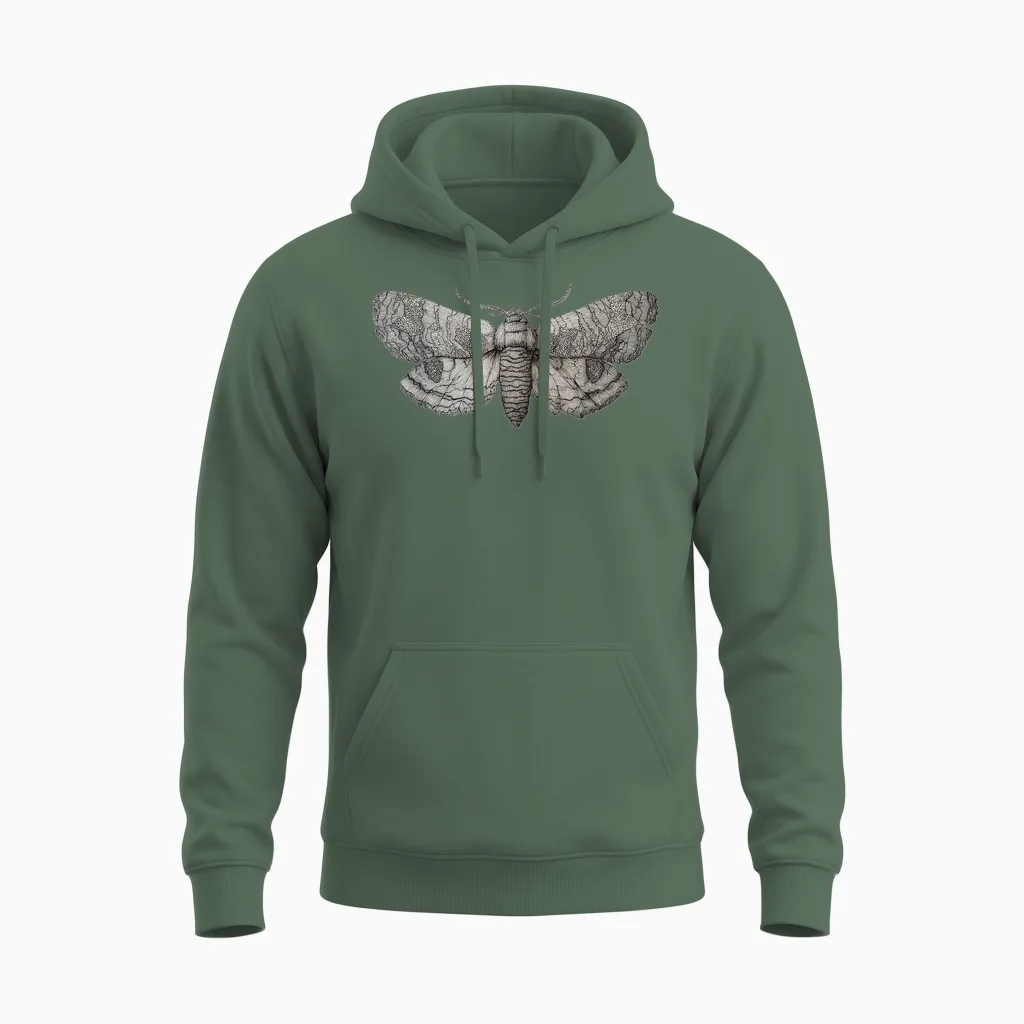 Butterfly Insects Vintage Unisex Hoodie in Military Green