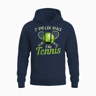Je Peux Pas J'ai Tennis Player Racquet Supporter Funny Unisex Hoodie - Navy