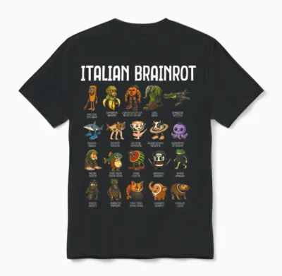 Italian Brainrot Italian Brainrot Funny Memes Boys Unisex T-Shirt - Black