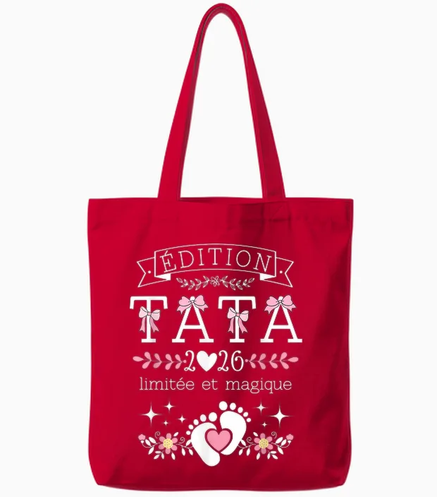 Future Tata 2026 Gift Announcement Pregnancy Aunt 2026 Tote Bags in Red