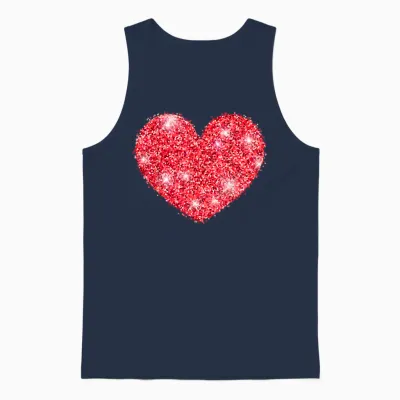 Red Heart Valentine's Day Design Love for Men and Women Unisex Tank Top - Navy