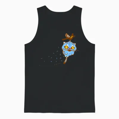 Funny Demon Hunters Tiger and Bird Kawaii Unisex Tank Top - Black