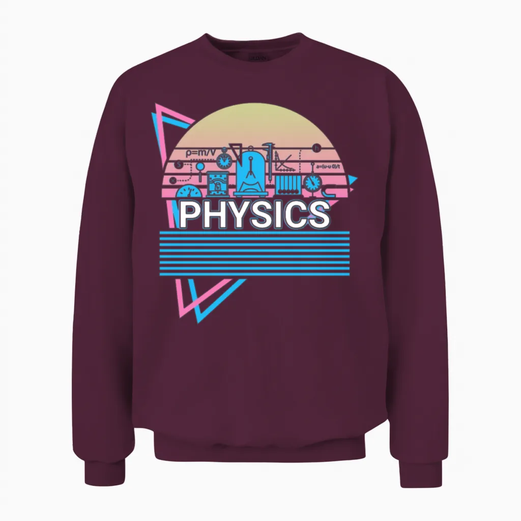 Physics Retro Science Unisex Sweatshirt in Maroon