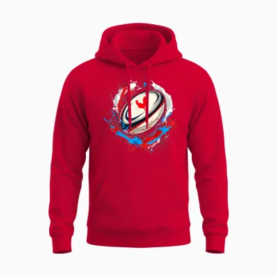Rugby Shirt Player Child Man Flag Rooster Men Women T-Shirt, Black, S Unisex Hoodie - Red