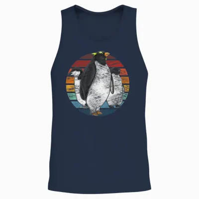 Retro Penguin Unisex Tank Top - Navy