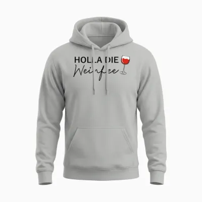 Women's Wine Vino Gift Idea - Holla the Wine Fairy T-Shirt, White, S Unisex Hoodie - Ash