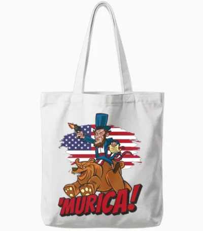 Patriotic President Abraham Lincoln Murica Tote Bags - White