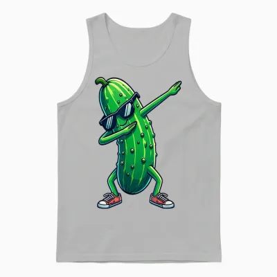 Dab Cucumber Dancing Dabbing Cucumber Vegetables T-Shirt, Black Unisex Tank Top - Ash