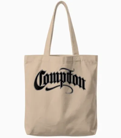 Compton West Coast Gangsta Rap White Style 04 T-Shirt, White, S Tote Bags - Natural