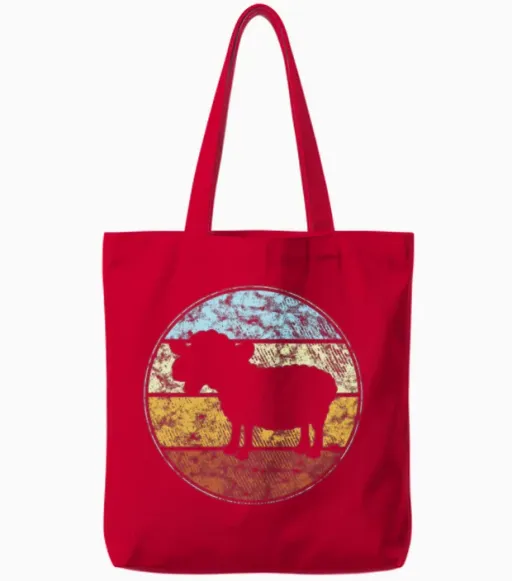 Sheep Retro Tote Bags - Red
