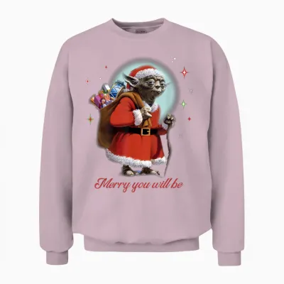 Star Wars Santa Yoda Merry You Will Be Unisex Sweatshirt - Light Pink